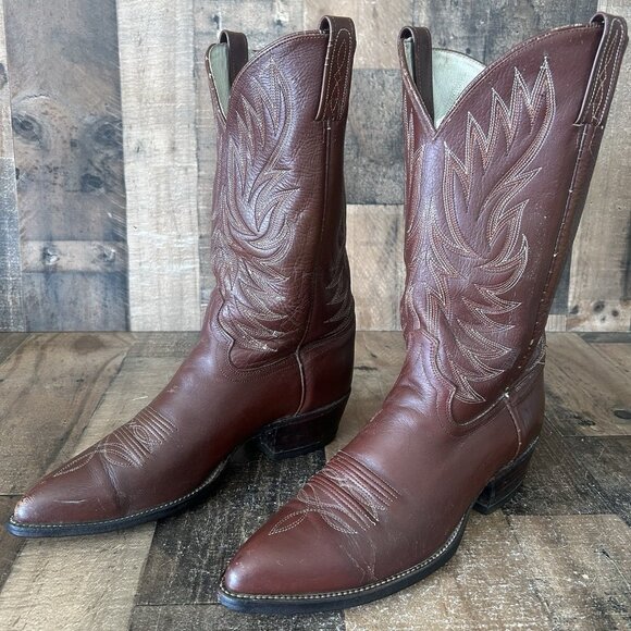 Dan Post Vintage Classic Brown Western Cowboy Boots Mens 12 - Picture 2 of 12